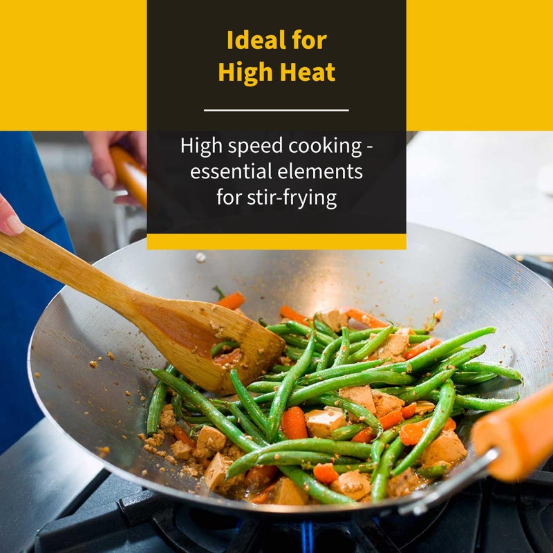 Ken Hom Flat Bottom Stir Fry Wok, 14", Carbon Steel - Image 5